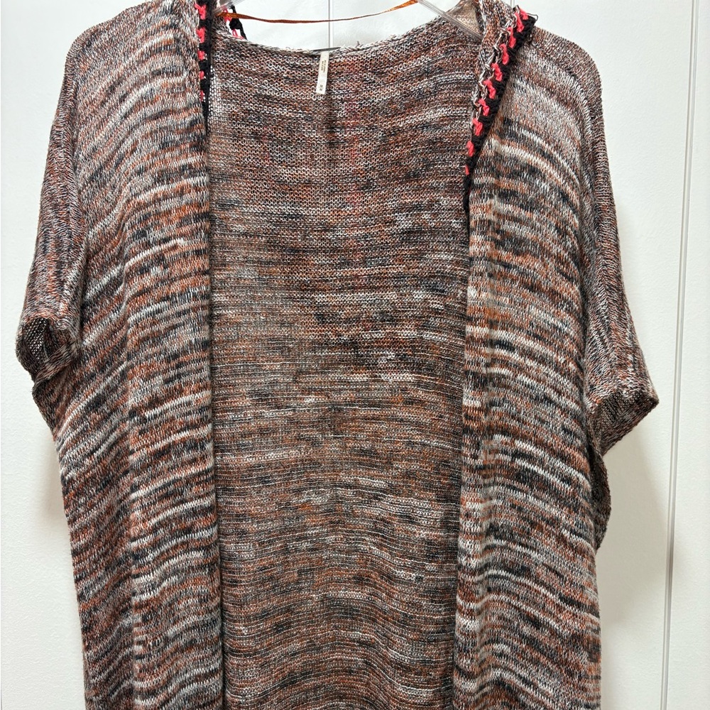 FREE PEOPLE Jungle Heat Fringe Long Cardigan Sweater Boho Chic Size Medium - Picture 3 of 5